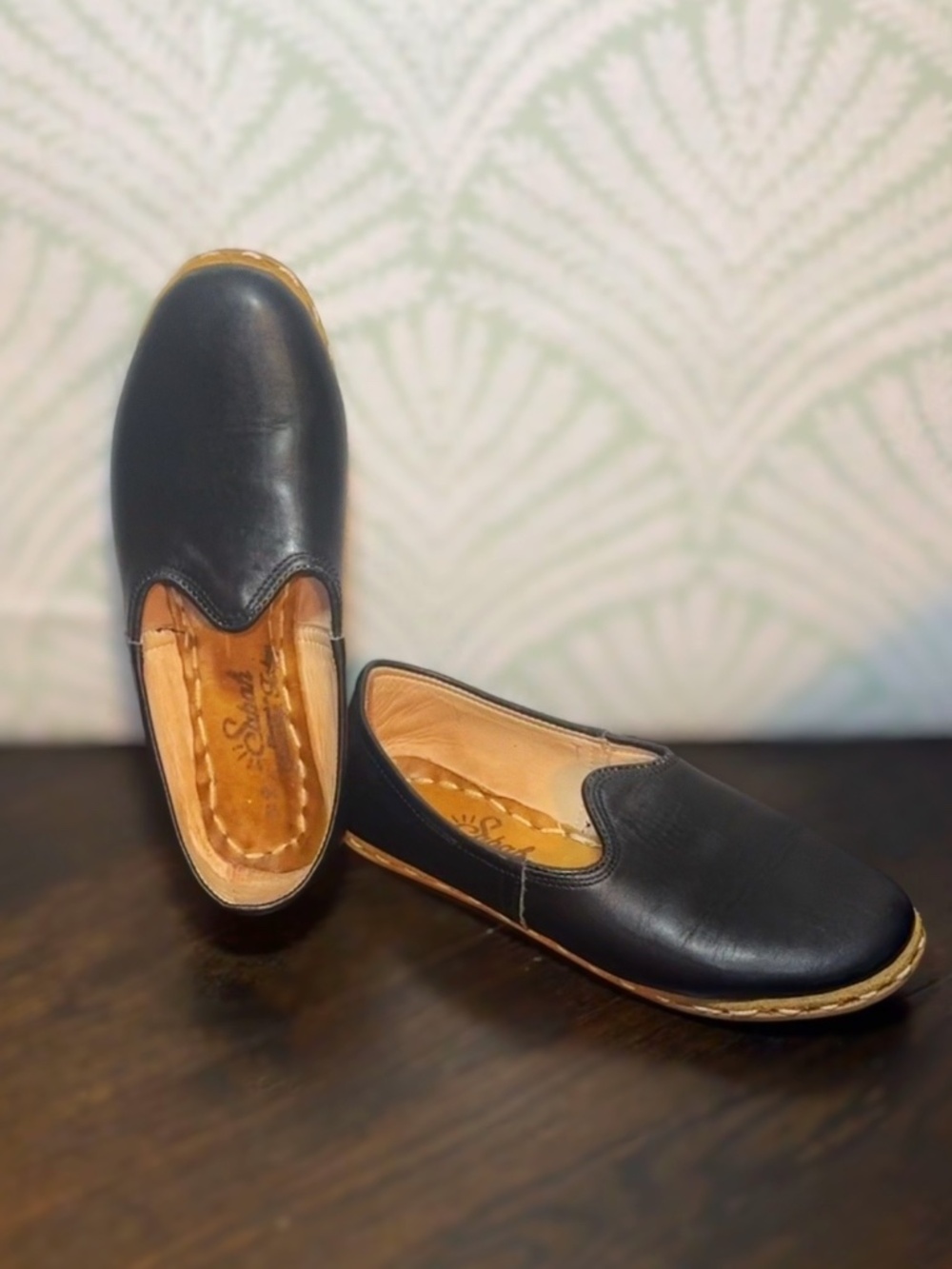 Authentic Sabah Handmade Leather Slip On Shoe Black Size: 8.5 - 9